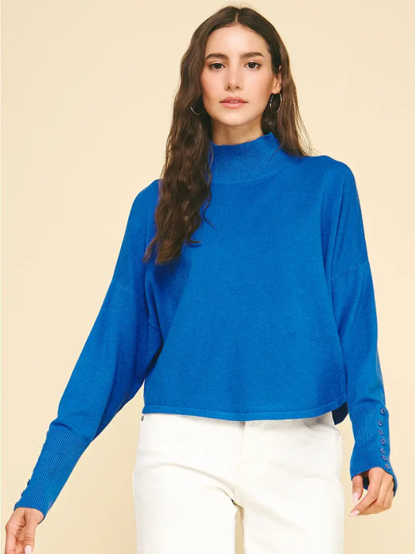 Cobalt Blue Mock Neck Sweater