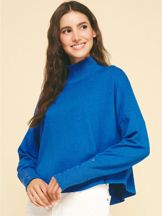 Cobalt Blue Mock Neck Sweater