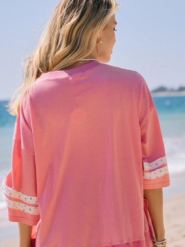 Coral Patchwork Star Top