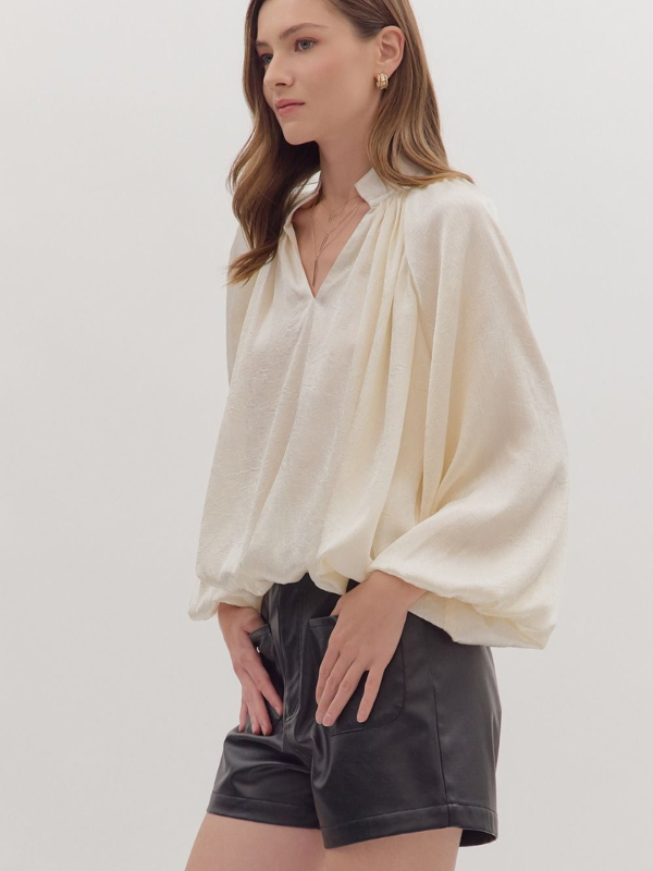 Cream Balloon Sleeve Top