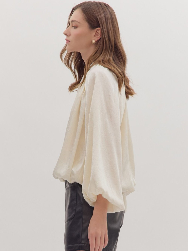 Cream Balloon Sleeve Top