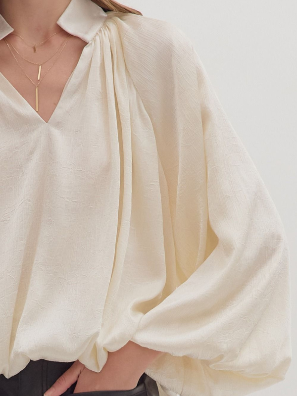 Cream Balloon Sleeve Top