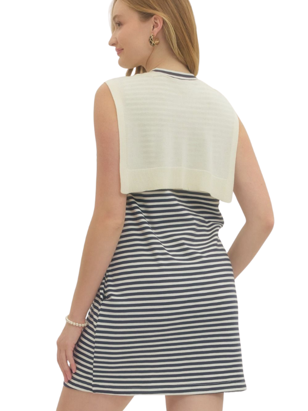 woman wearing striped dress 