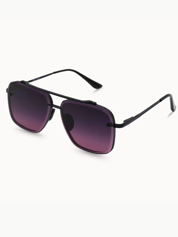 black framed sunglasses with black ombre lenses 