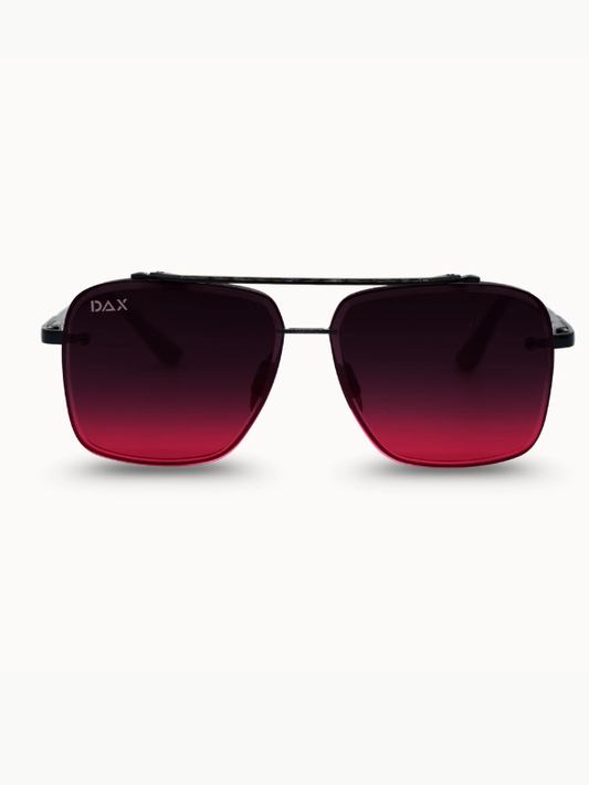 black framed sunglasses with black ombre lenses 