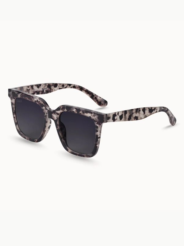 sunglasses with grey cheetah frames and black lenses 