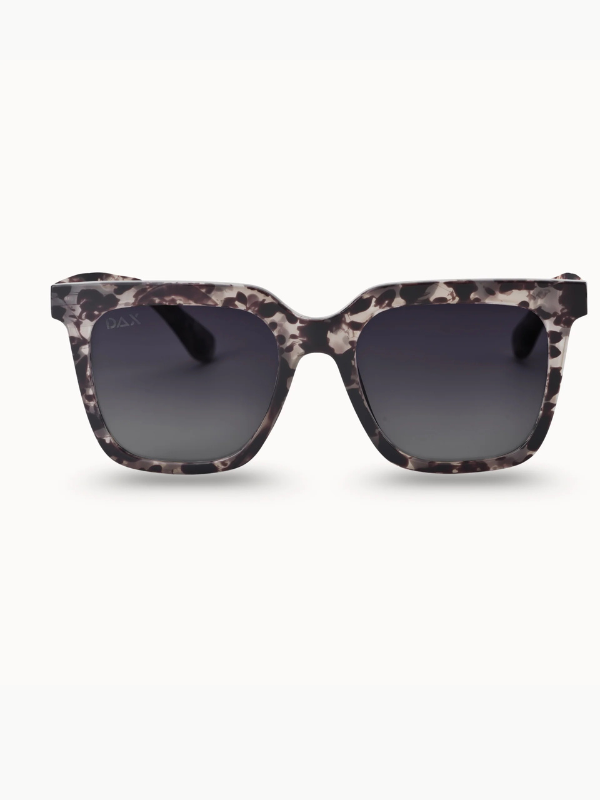 sunglasses with grey cheetah frames and black lenses 