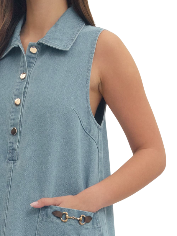 woman wearing a denim mini dress