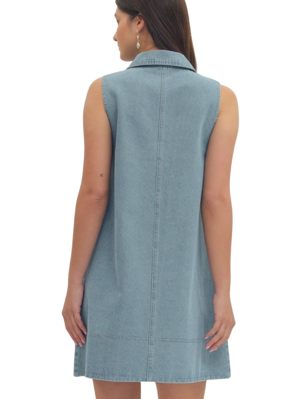 woman wearing a denim mini dress