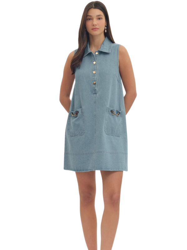 woman wearing a denim mini dress