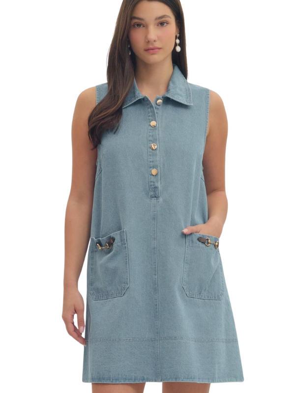 woman wearing a denim mini dress