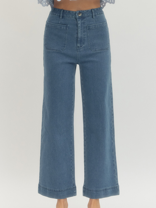 Blue jeans on a white background