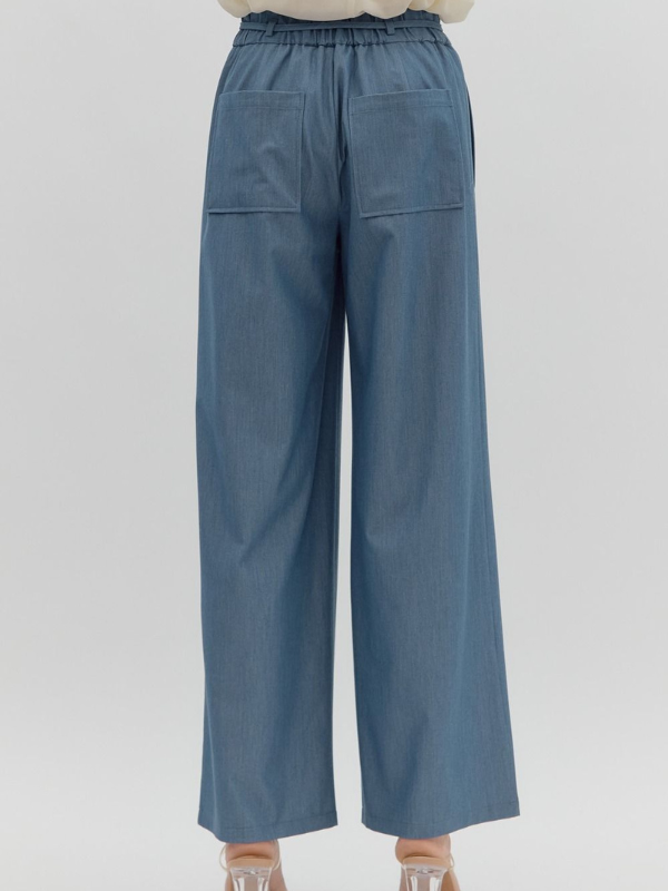 Blue wide-leg pants on a white background