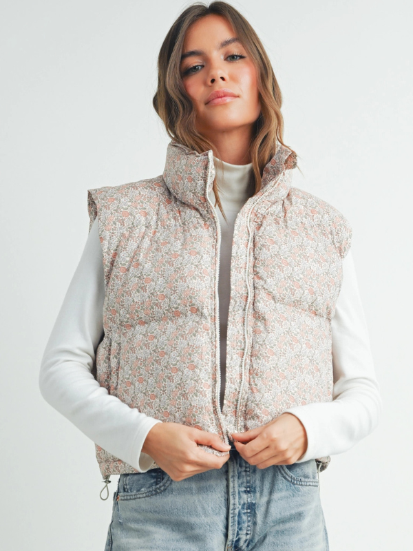 Ditsy Floral Puffer Vest