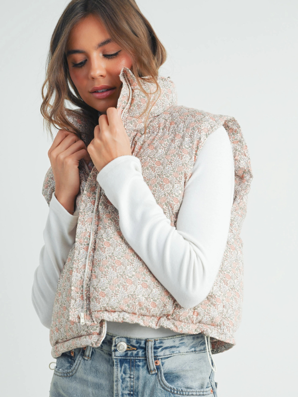 Ditsy Floral Puffer Vest