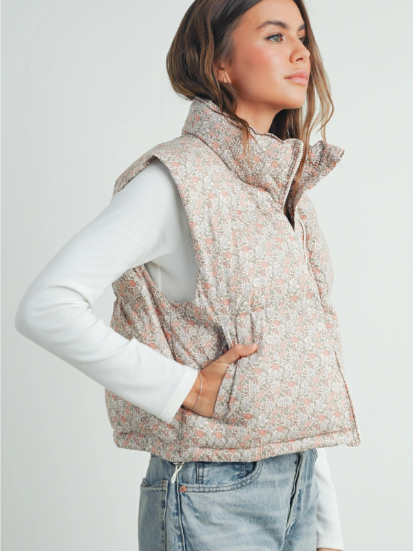 Ditsy Floral Puffer Vest