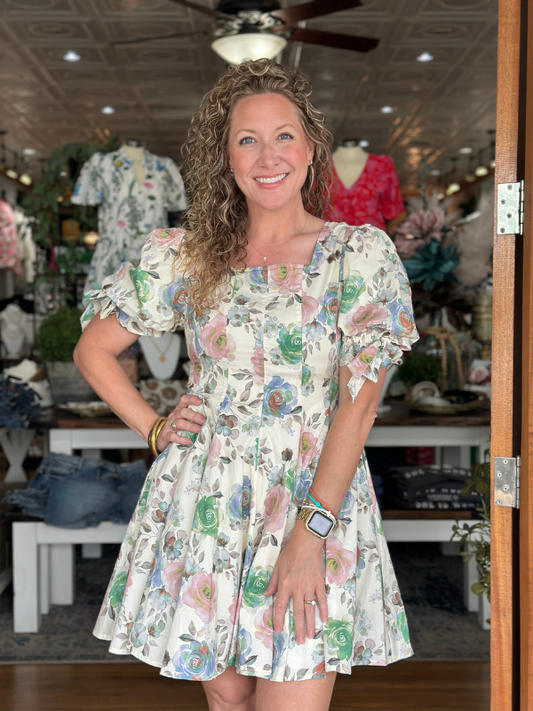 Ecru Watercolor Dress