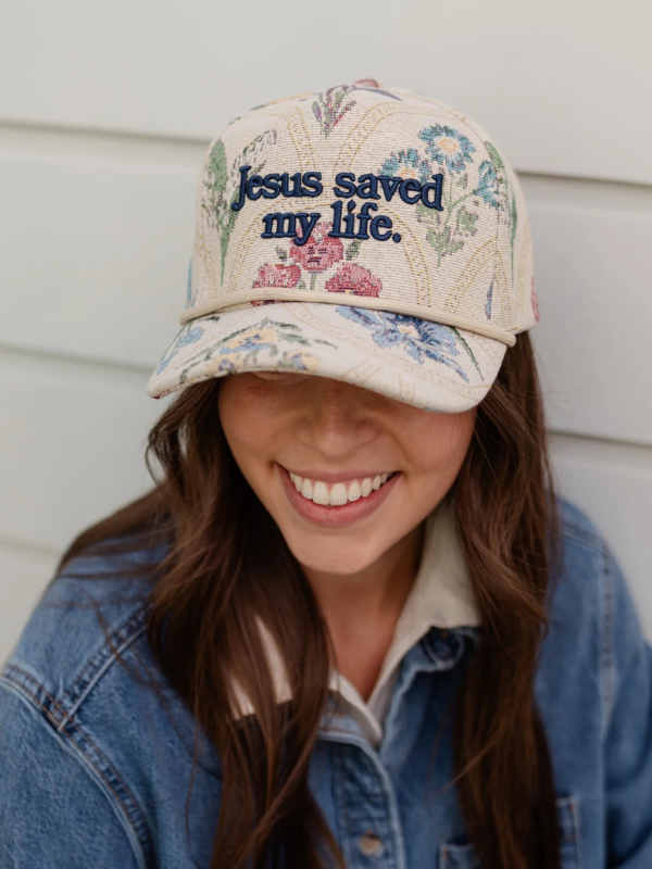 Floral Jesus Saved My Life Hat
