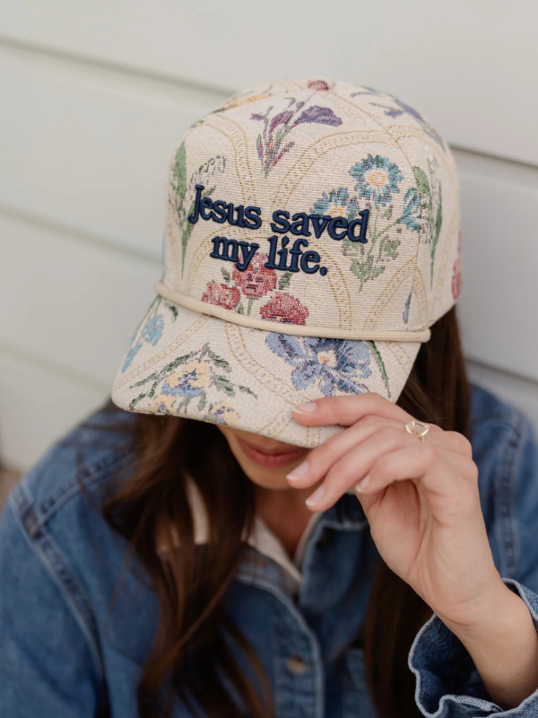 Floral Jesus Saved My Life Hat