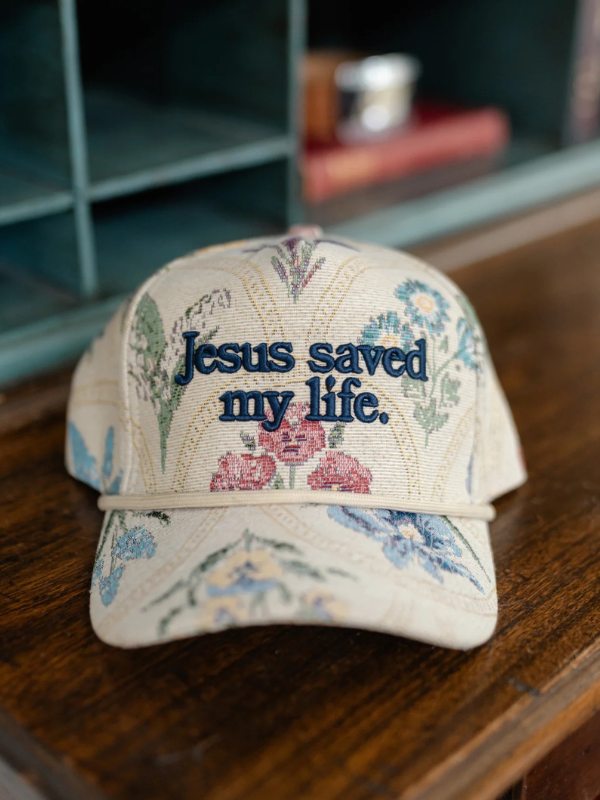 Floral Jesus Saved My Life Hat