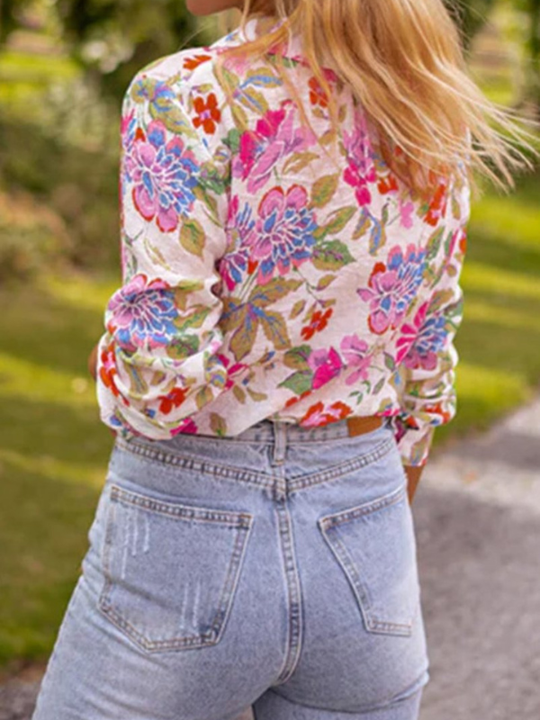 Floral Crinkle Long Sleeve Shirt