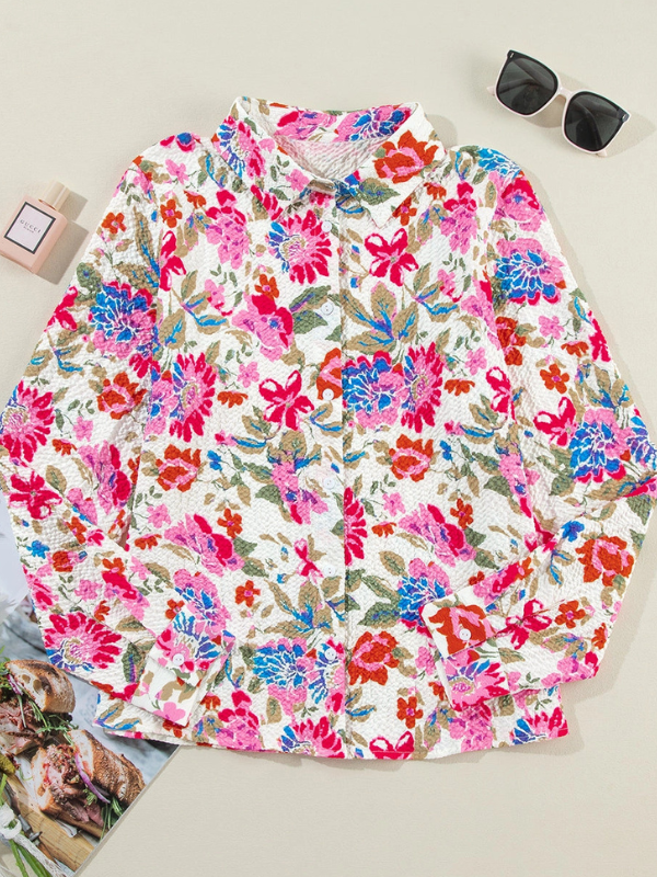 Floral Crinkle Long Sleeve Shirt