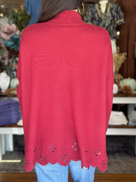 Garnet Mock Neck Eyelet Sweater - Themasonboutique