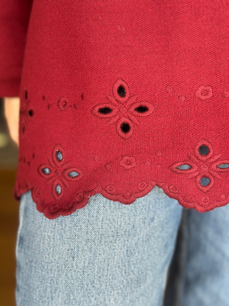 Garnet Mock Neck Eyelet Sweater - Themasonboutique