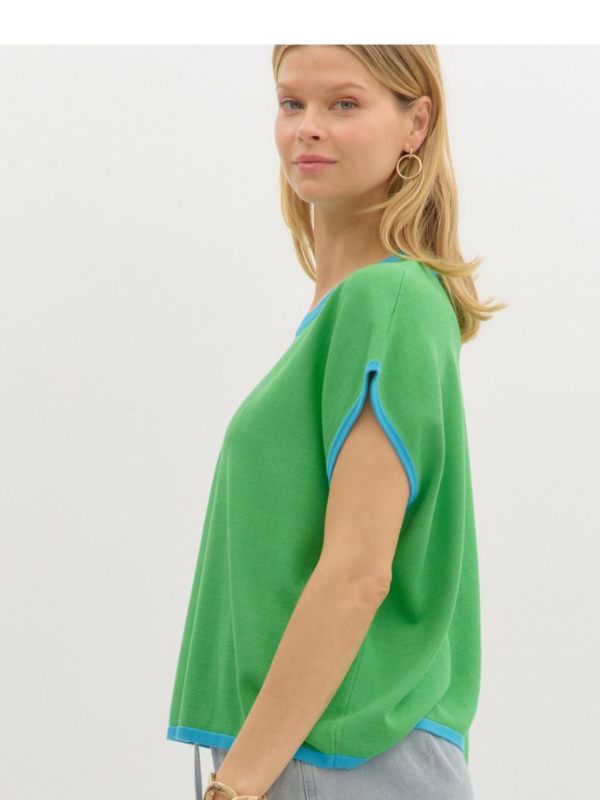 Green + Aqua Knit Top