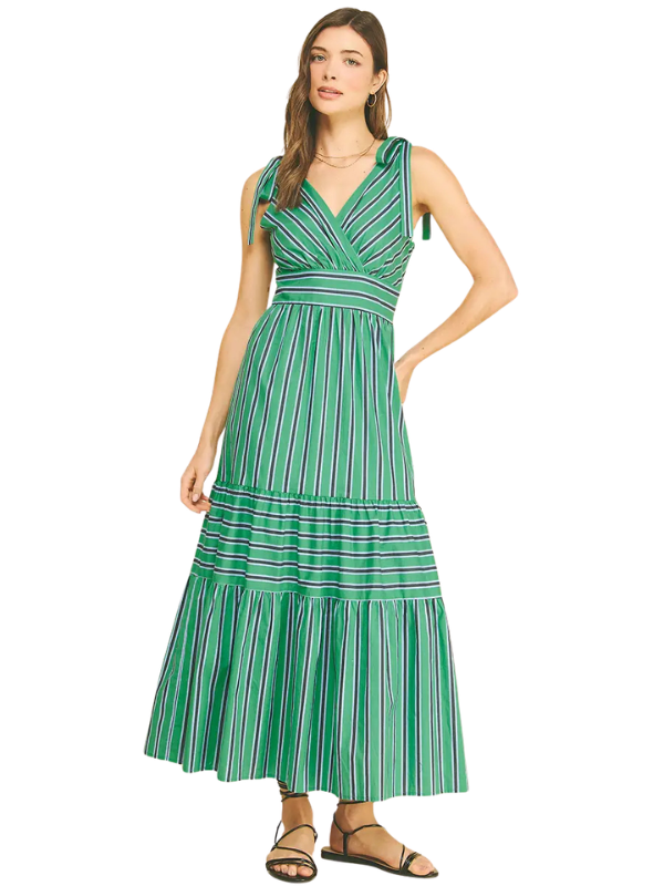 mason maxi dress Green + Blue Striped Tiered Maxi Dress – Themasonboutique