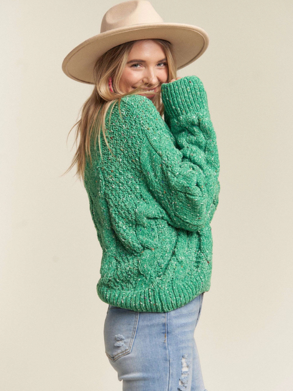 Green Cable Knit Sweater