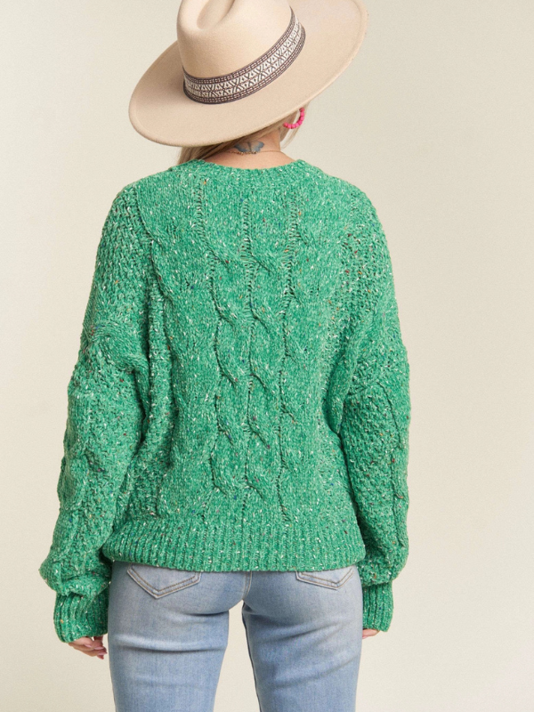 Green Cable Knit Sweater