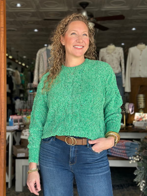 Green Cable Knit Sweater