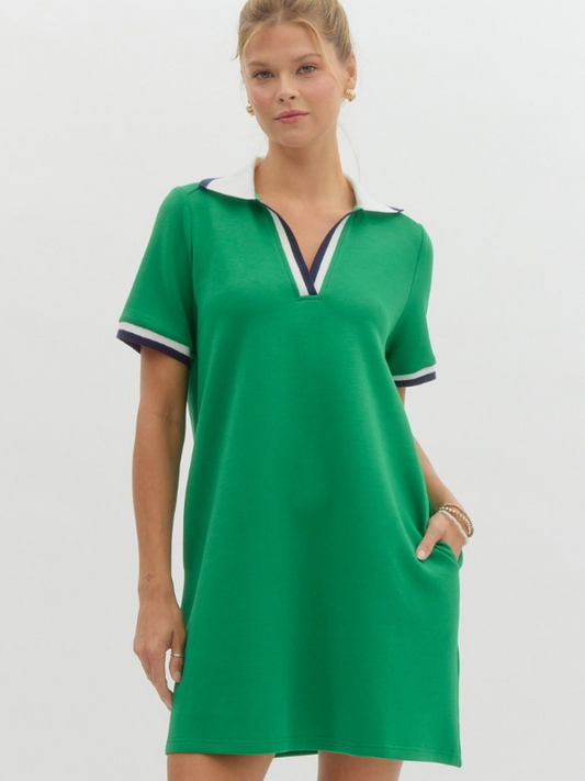 Green Collared T-Shirt Dress