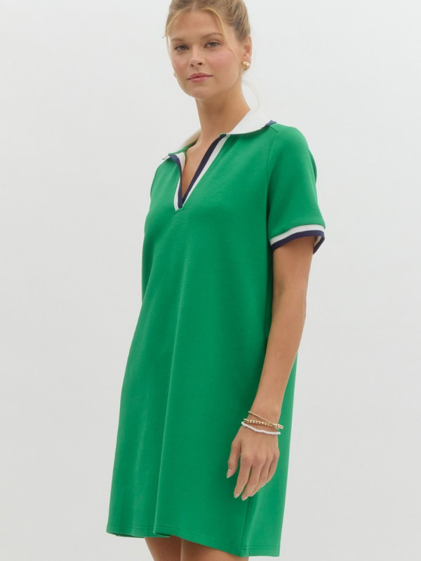 Green Collared T-Shirt Dress