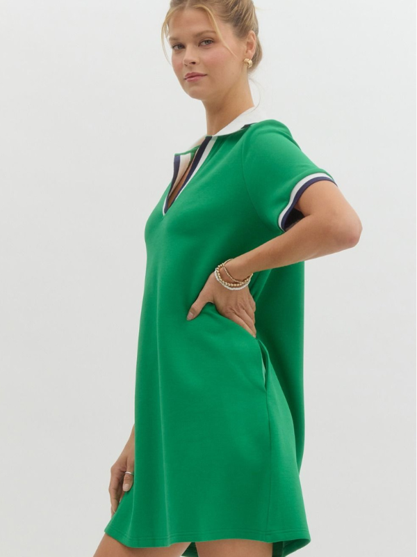 Green Collared T-Shirt Dress