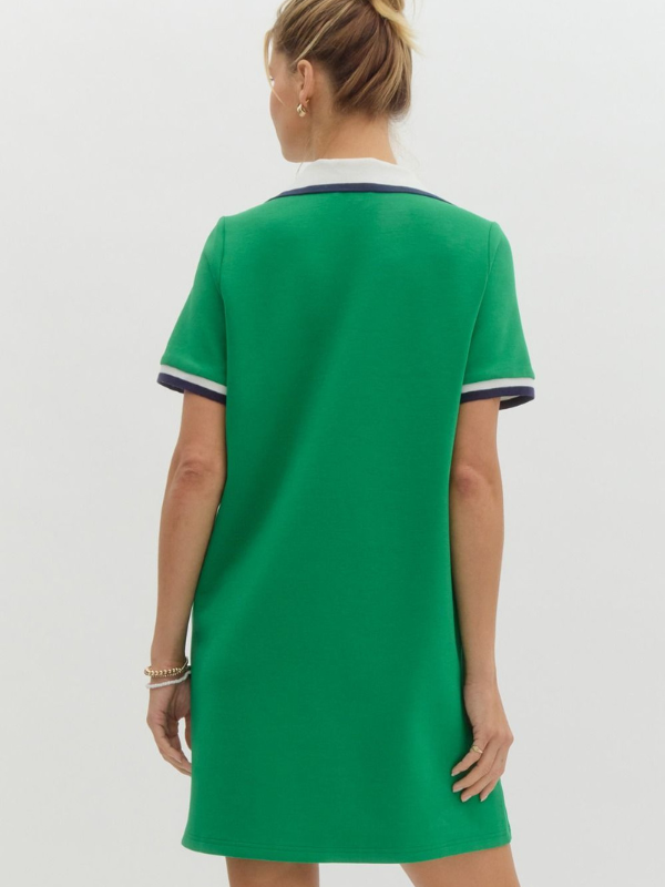 Green Collared T-Shirt Dress