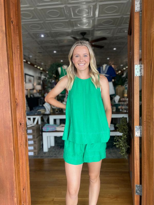 Green Sleeveless Pullover Top