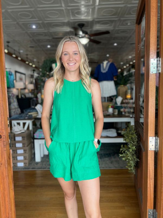 Green Sleeveless Pullover Top