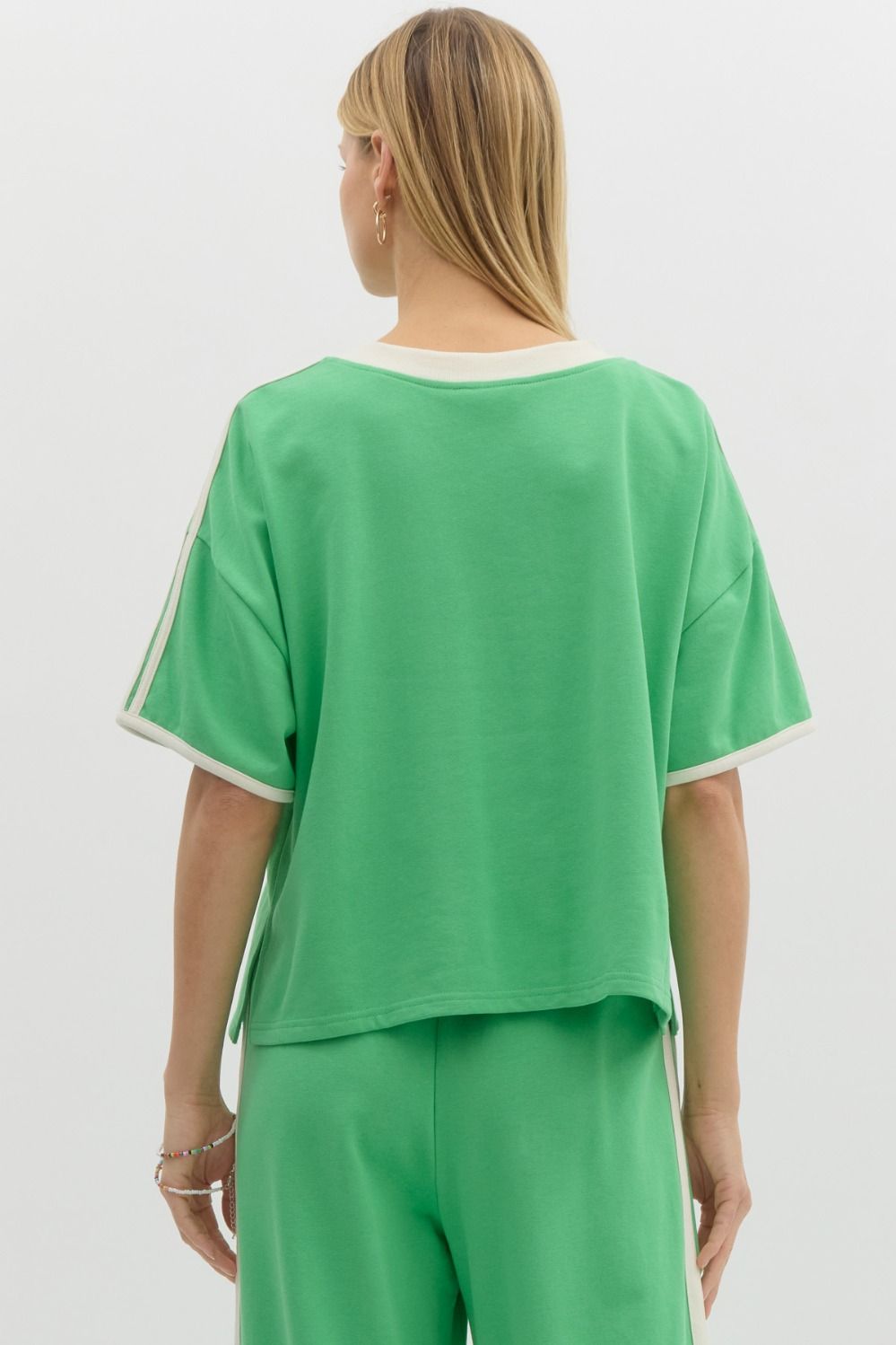 Green Knit Short Sleeve Top