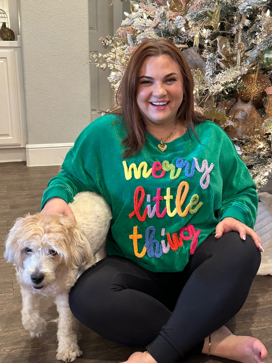 Green Merry Little Thing Corduroy Sweatshirt