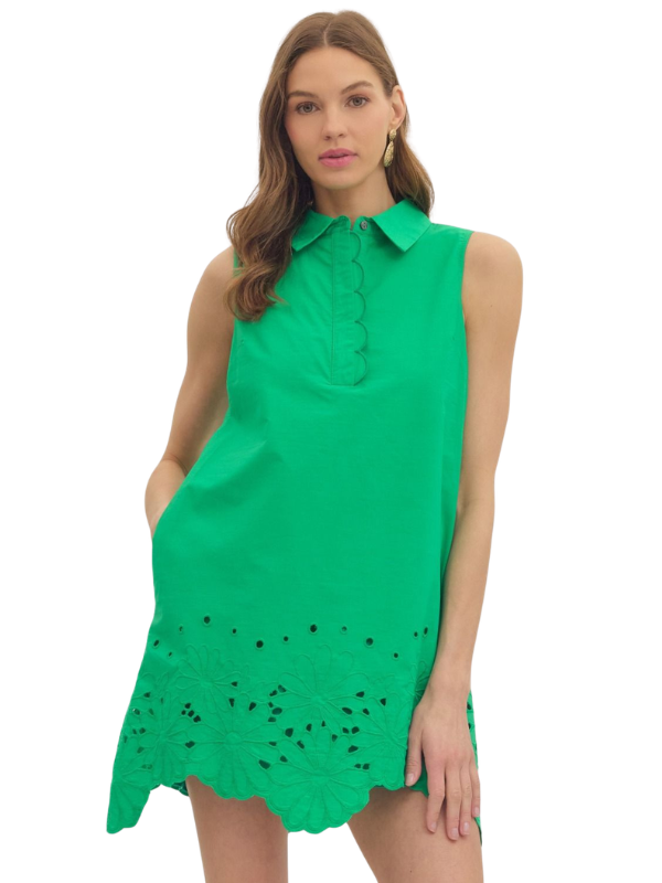 woman wearing a green dress