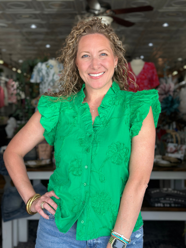 Green Texture Flower Top