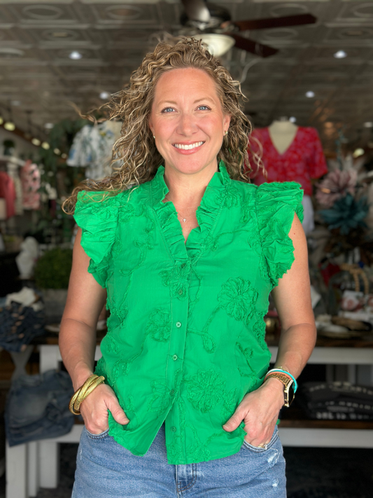 Green Texture Flower Top