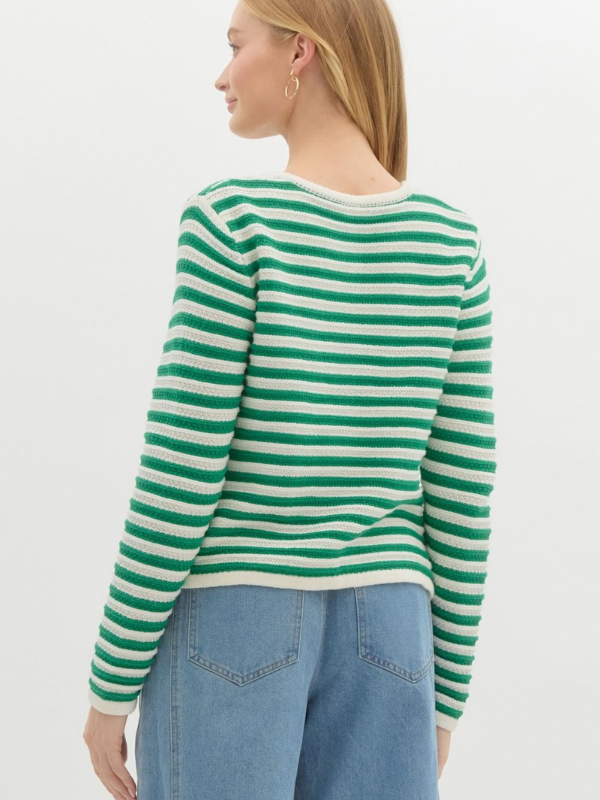 Green & White Striped Cardigan