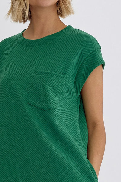 Green Simple Textured Dress