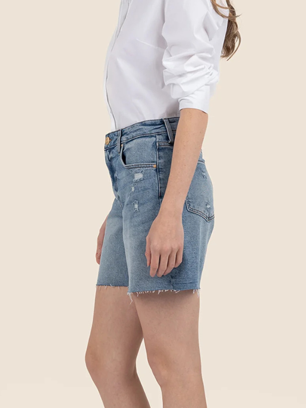 Hailey High Rise Shorts - Raw Hem - Focus
