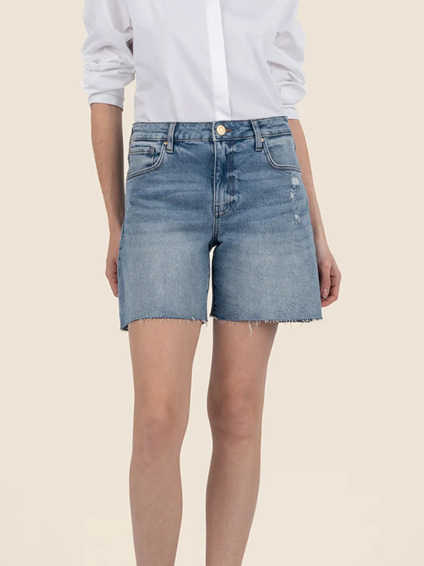 Hailey High Rise Shorts - Raw Hem - Focus