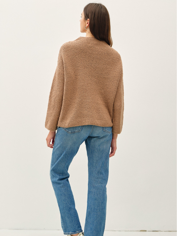 Hazelnut Fuzzy Mock Neck Sweater