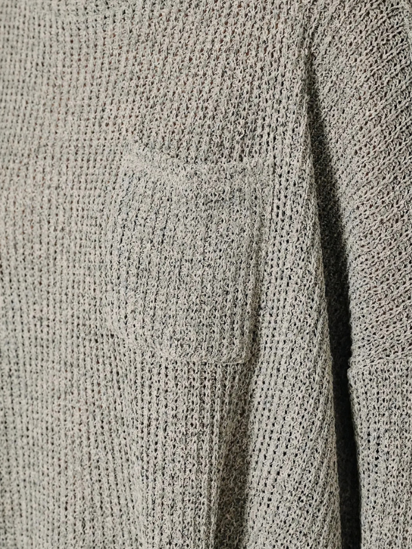 woman wearing a Heather Grey Wide Neck Textured Knit Boxy Top with jeans